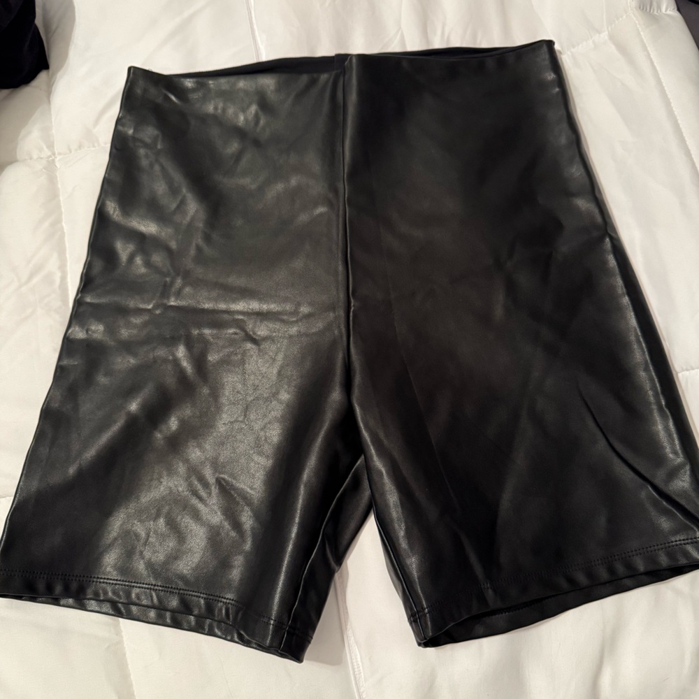 Abercrombie & Fitch faux leather bike shorts